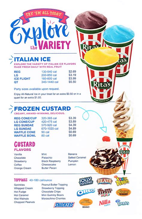 rita's italian ice menu